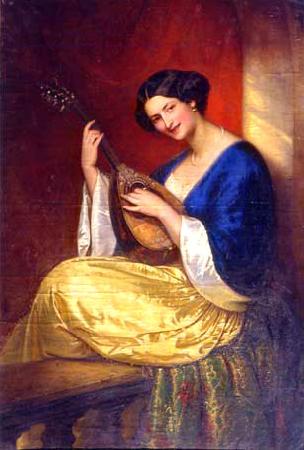 Julie Wilhelmine Hagen-Schwarz Mandoline player oil painting image